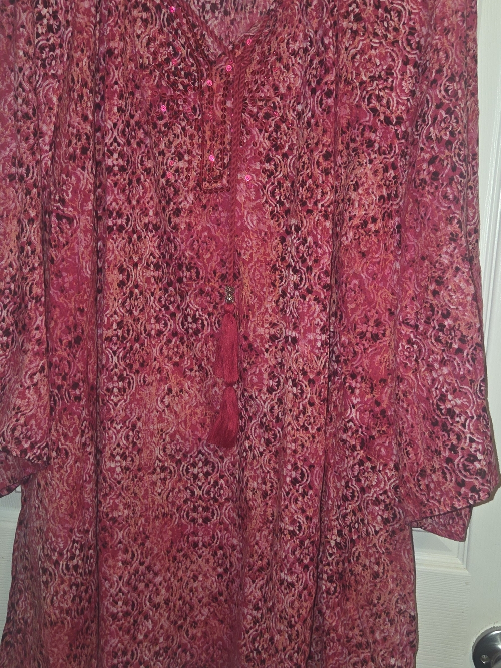 Catherines Crimson Printed V-Neck Womens Plus Size 6X Blouse Top